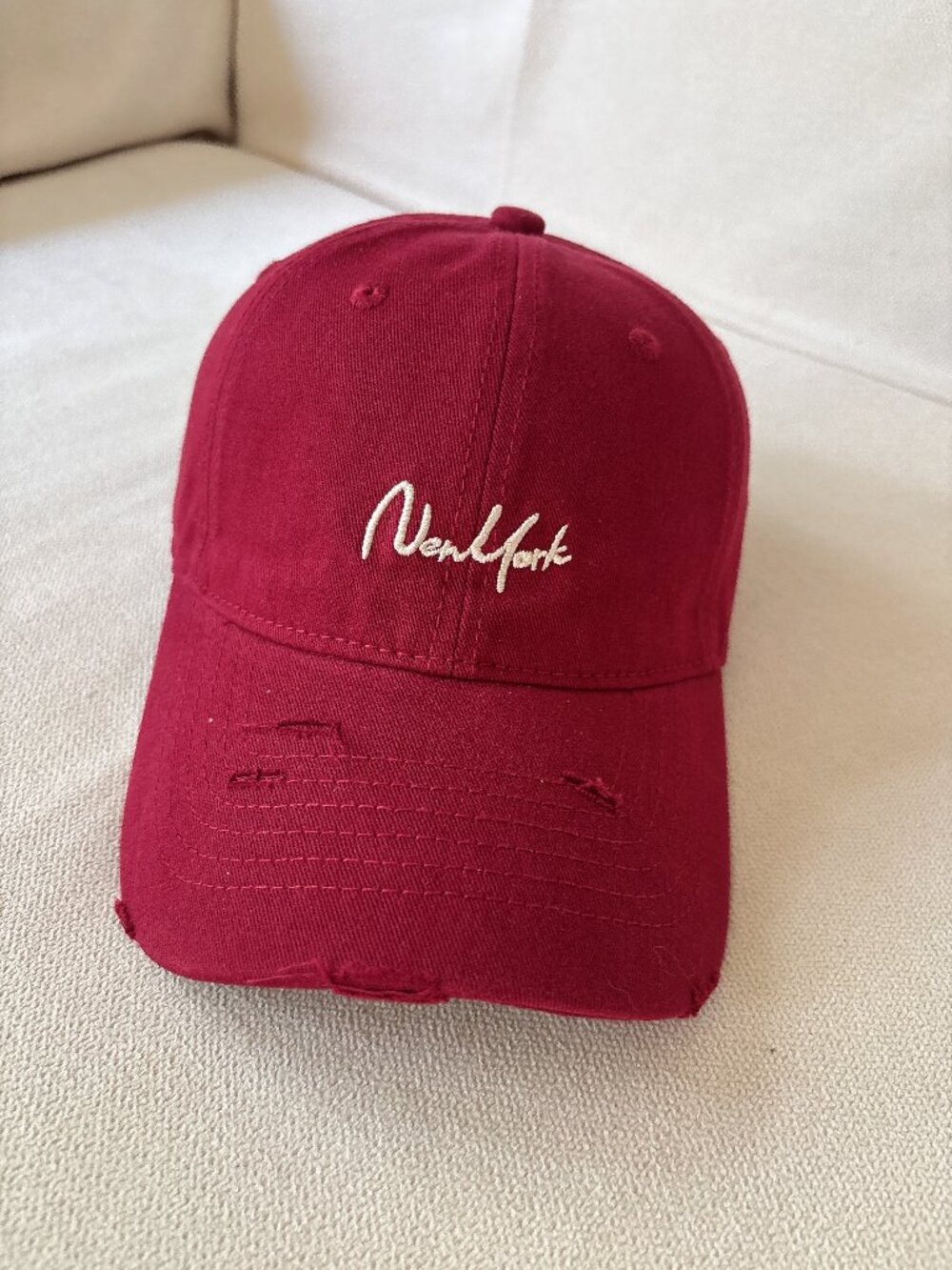 New York Embroidered Red Baseball Cap